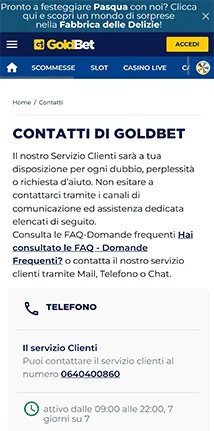 goldbet assistenza clienti