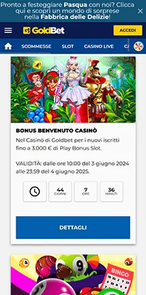 goldbet bonus esclusivi