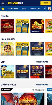 goldbet giochi del soldi veri